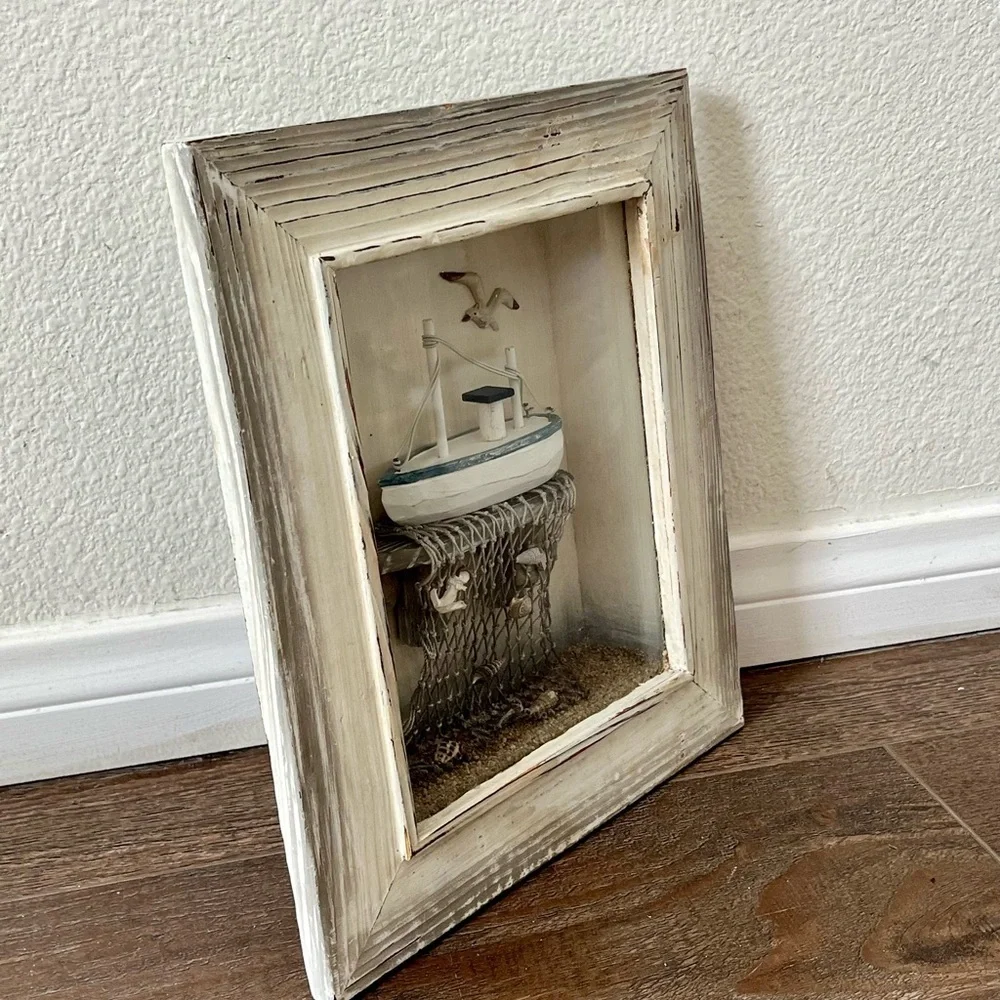 Rustic White Nautical Shadow Box Frame 9.5/11 inches